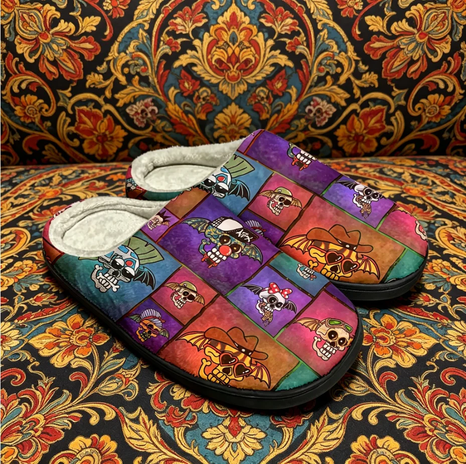 

Avenged Sevenfold A7X Retro Cotton Slippers Skull Graphic Anti Slip Soft Sole Unisex Cozy Home Footwear