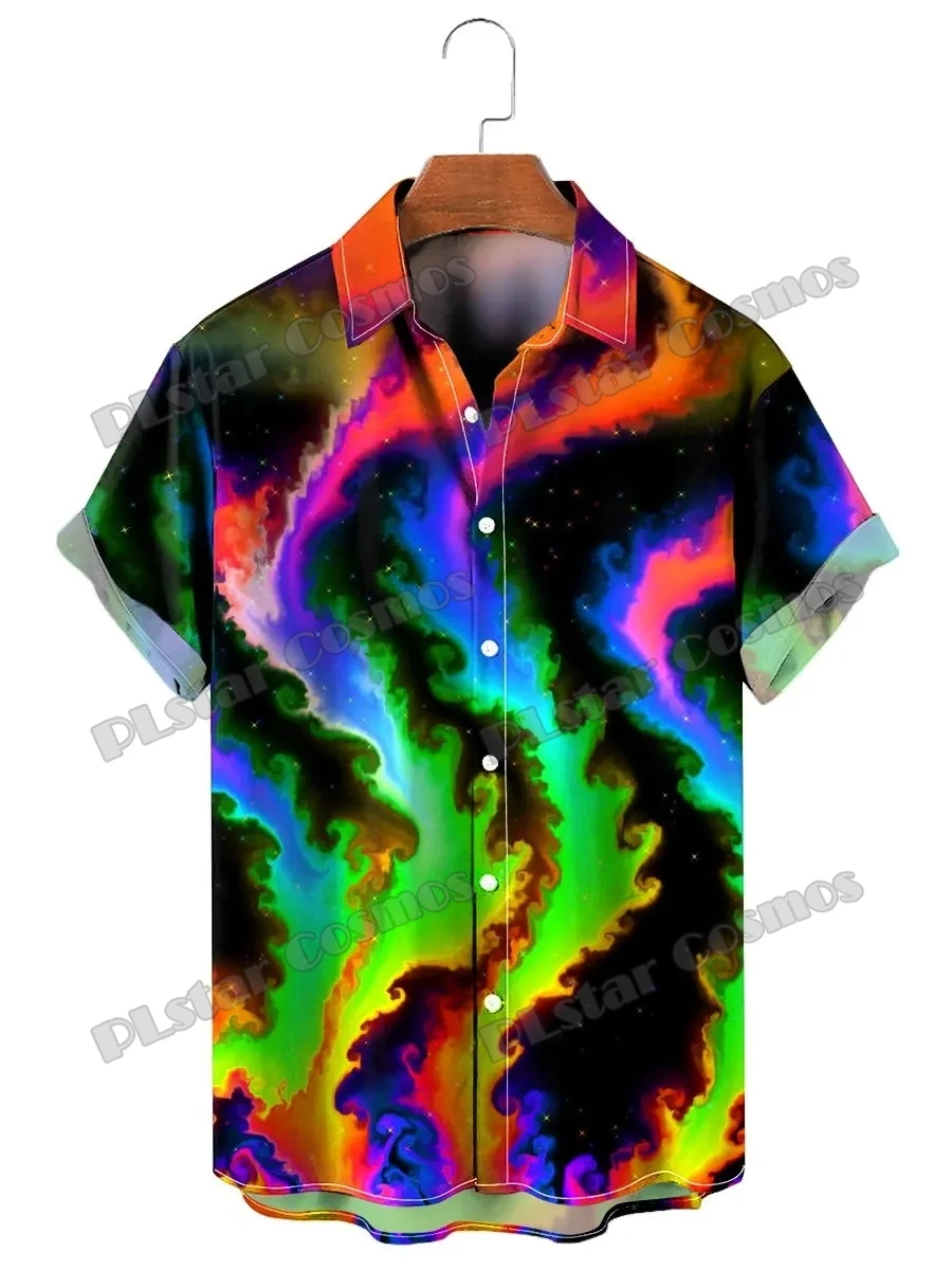 Neon Ombre Oil Painting 3D Printed Fashion Men's Hawaiian Shirt Unisex Summer Casual Short Sleeve Button Down Shirts CY-53