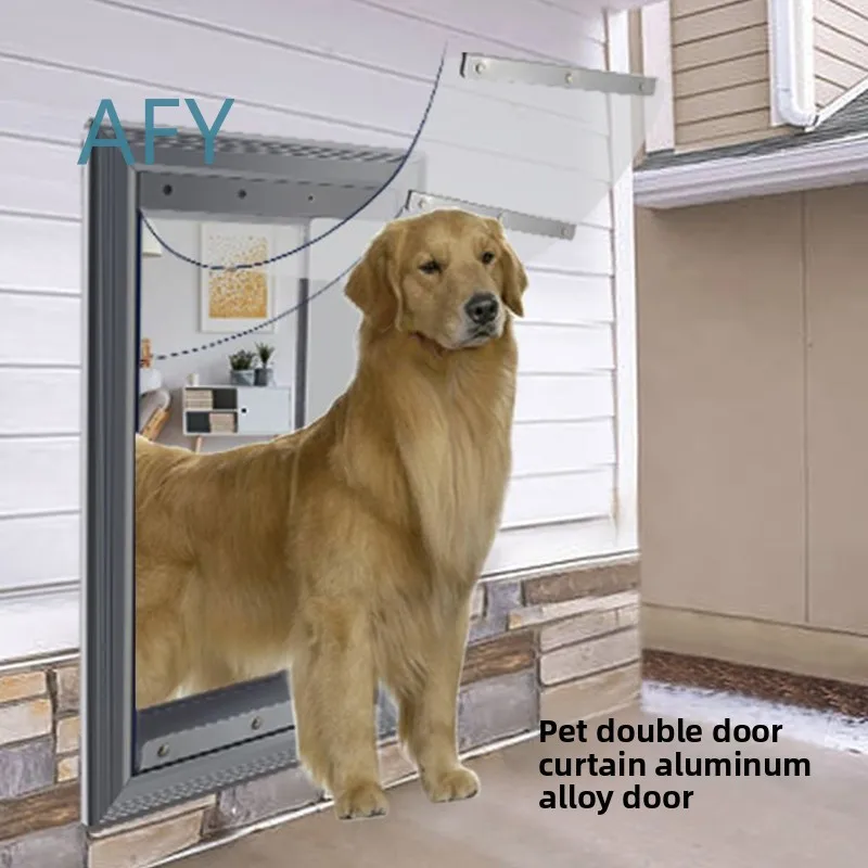 Aluminum Pet Dog Door for Dogs Auto Reset Wall Mounted Free Entry Exit Gate for Small Medium Large Dogs Pet Door for Aluminum