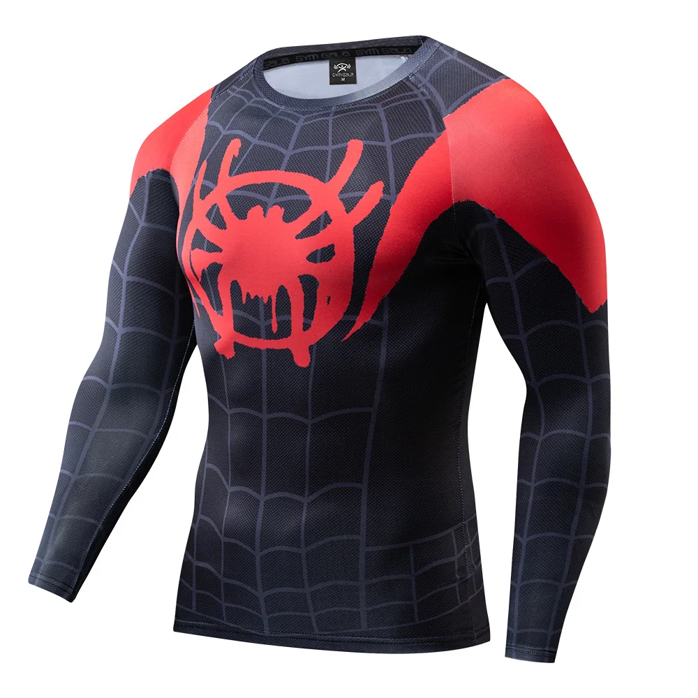 Miniso Parallel Universe Spider-Man Same Clothes Long Sleeve Kids T-shirt Movie Peripheral Cosplay Costume Quick Dry Tight