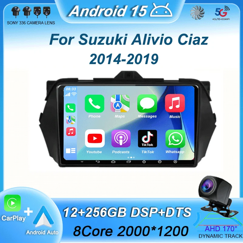 

Android 15 9'' Bluetooth WIFI 4G LTE For Suzuki Alivio Ciaz 2014 - 2019 Car Radio Multimedia Player Video Carplay BT NO DVD