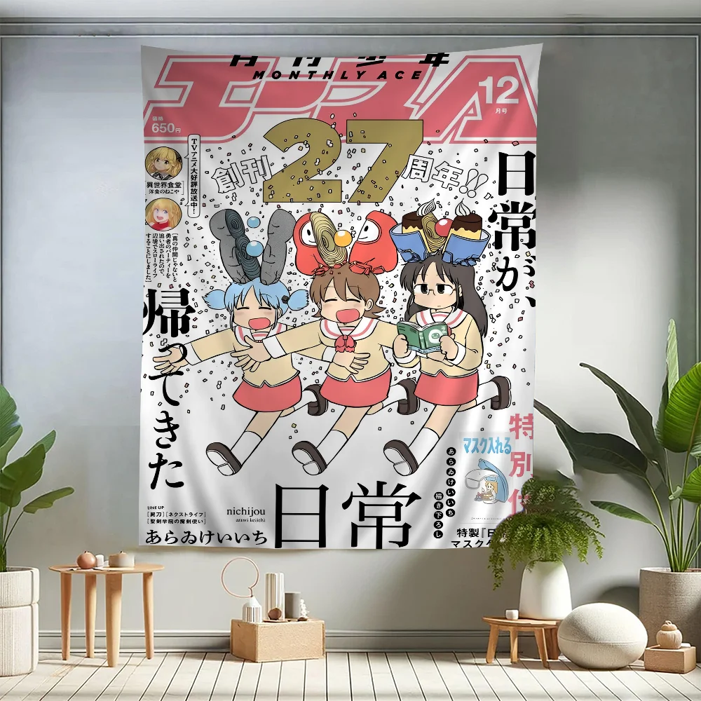 N-Nichijou My O-Ordinary Life Cartoon Tapestry Art Science Fiction Room Home Decor Wall Hanging Sheets