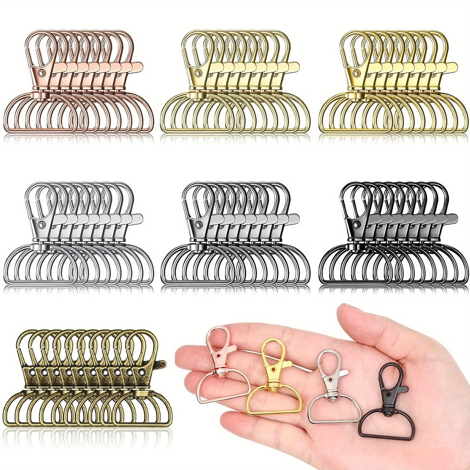 10pcs Swivel Clasp Lanyard Snap Hooks Keychain Clip Hook Metal Lobster Claw Clasps for Lanyard Key Rings Crafting Purse