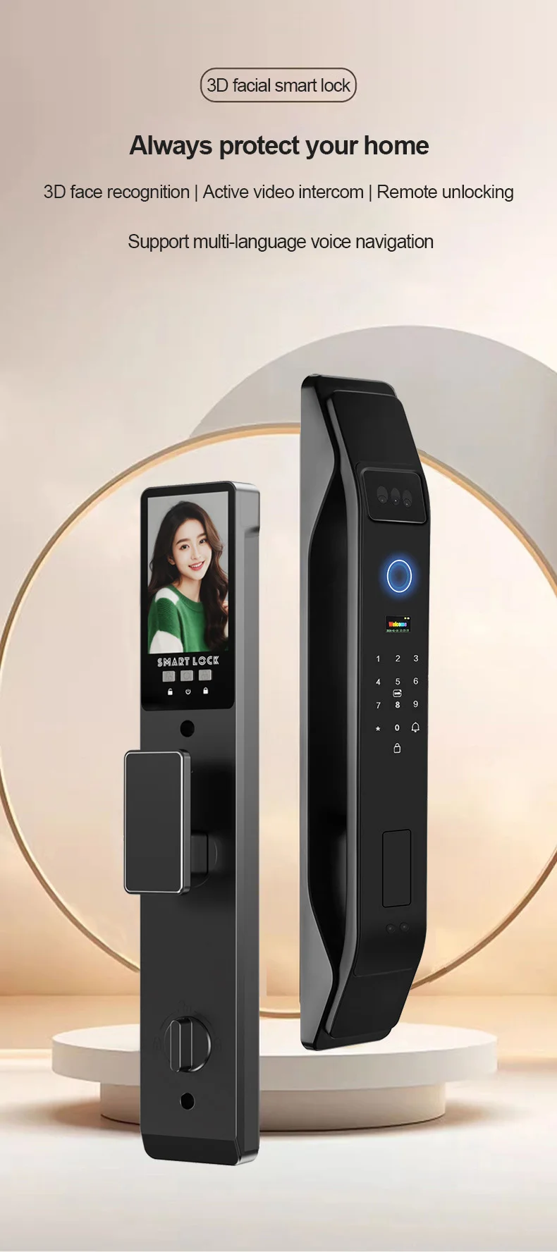Glomarket Smart Door Fingerprint Password Remote Virtual Digital Password 3D Face Smart