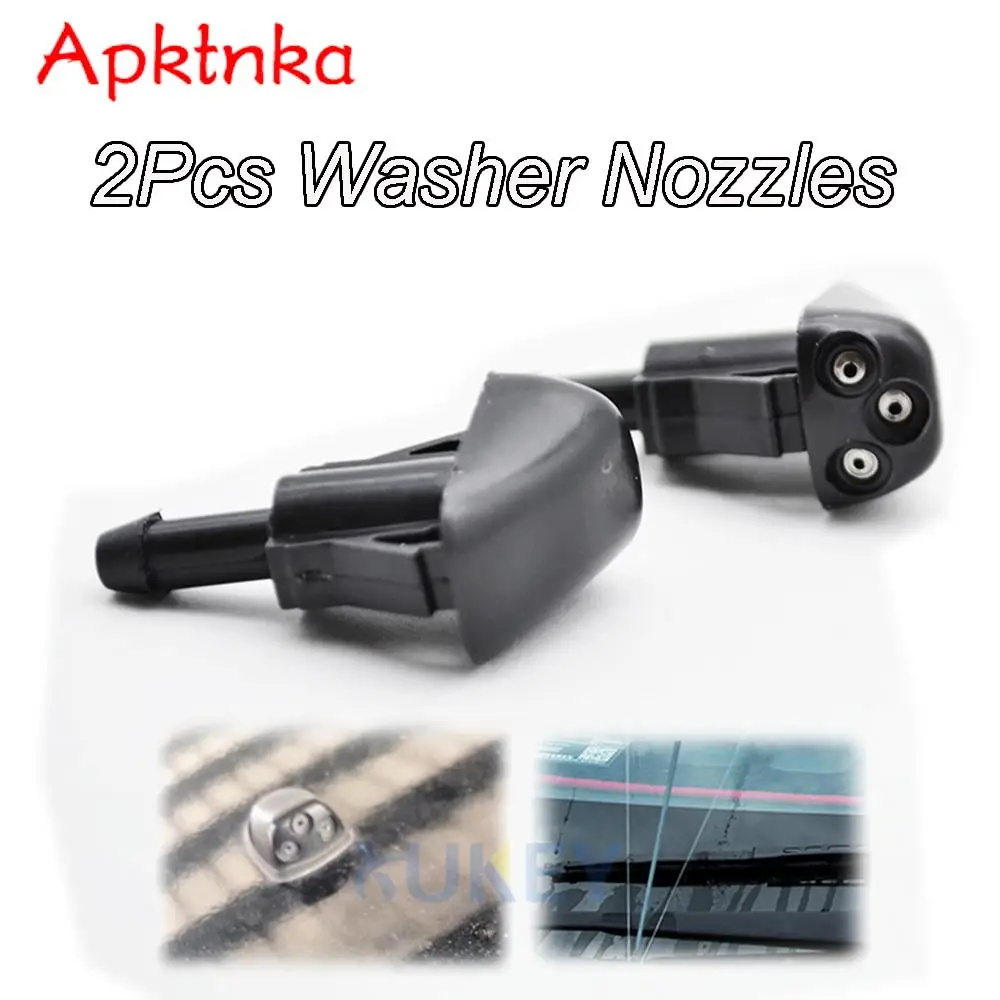 APKTNKA 2PCS Front Windshield Wiper Water Washer Jet Nozzle For Hyundai Santa Fe Sonata Tiburon Elantra Coupe For Kia Rio