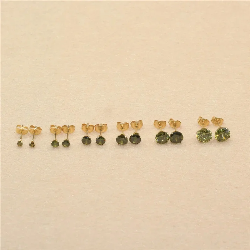 Brief Classical Style Colors Stone Zircons/Glass Stud Earrings Jewelry With Stainless Steel For Unisex Anti Allergy