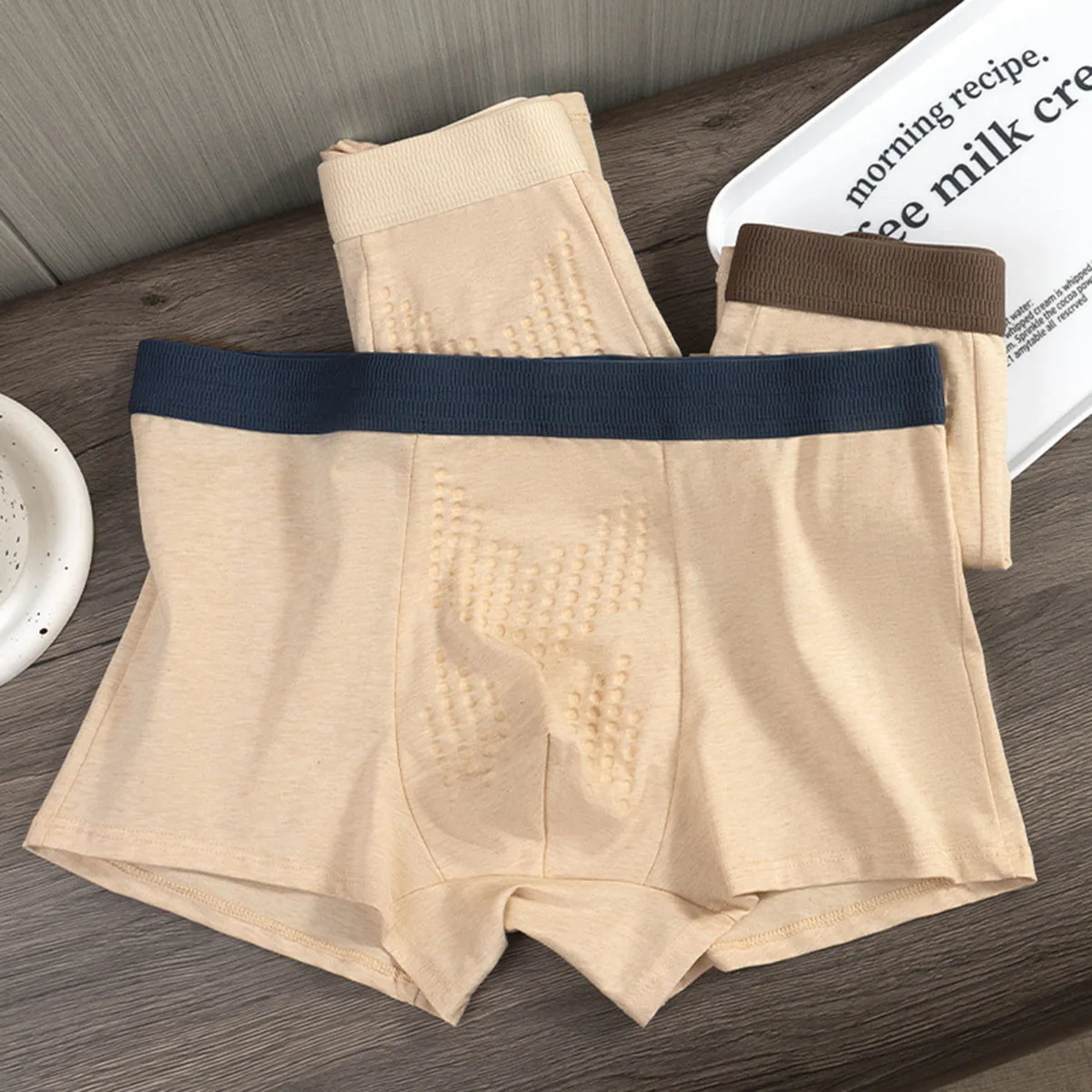 Men's Autumn Winter Boxer Massage Pants Comfortable Breathable Energetic With Mid Waist Flat Angle Four Cornered Pants