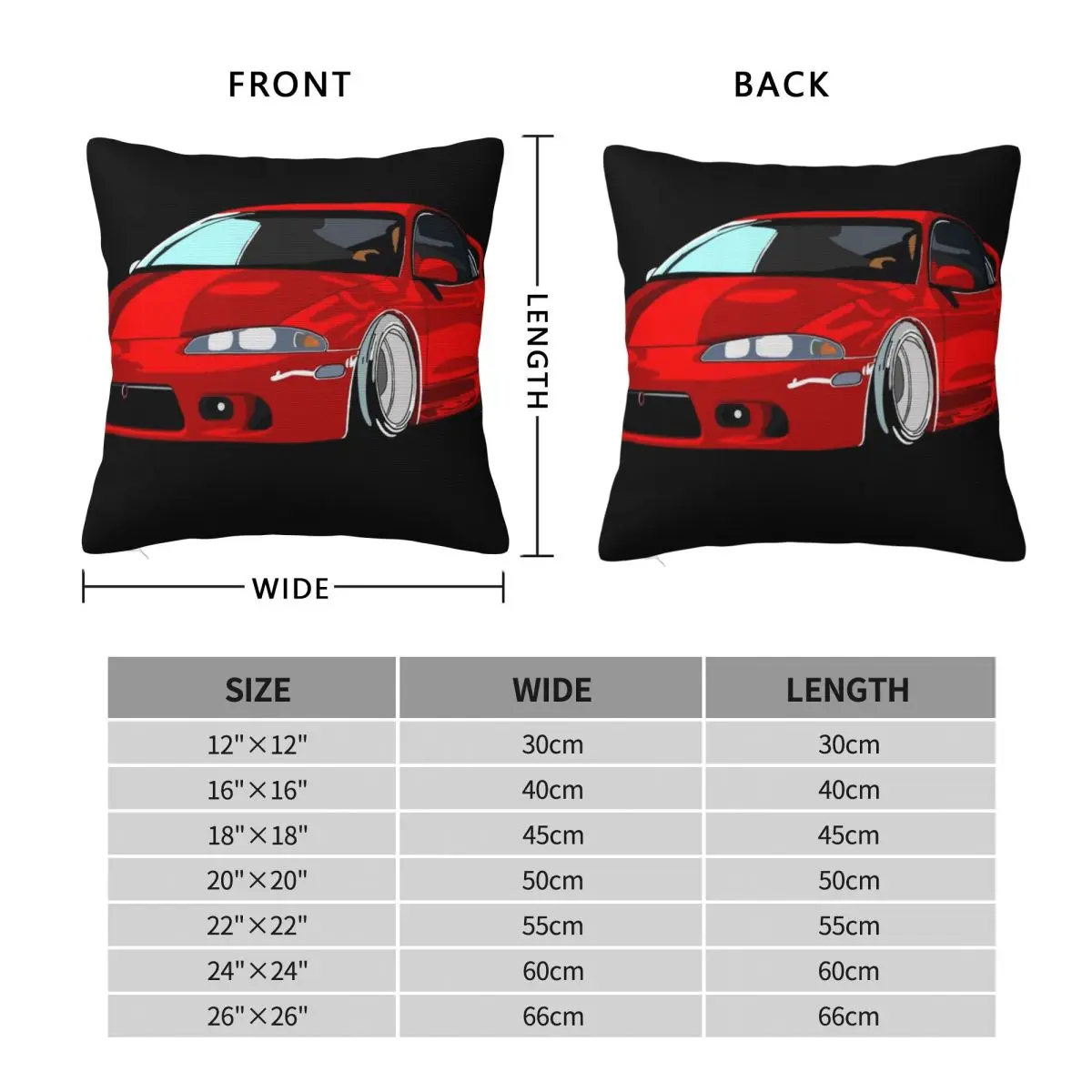 Eclipse 2G DSM Red Square Pillowcase Cushion Cover Pillow Case Throw Pillow Cover for Home Bedroom Car