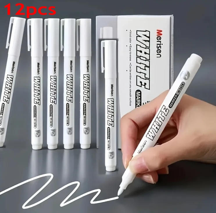 12/6Pcs Waterproof Paint Markers for DIY Graffiti, Wood, Glass Painting, Faux Leather, and Ledger Markers, Birthday Gifts