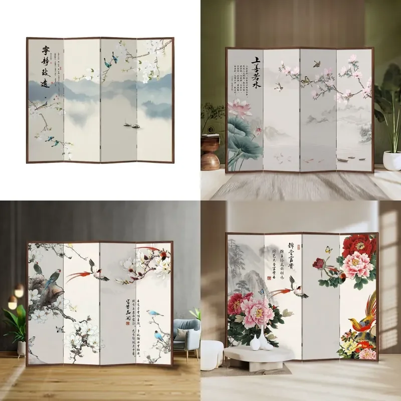 Portable Folding Room Divider Screen Wooden Partition for Living Room Office Bedroom Space Separation Mobile Privacy Panel