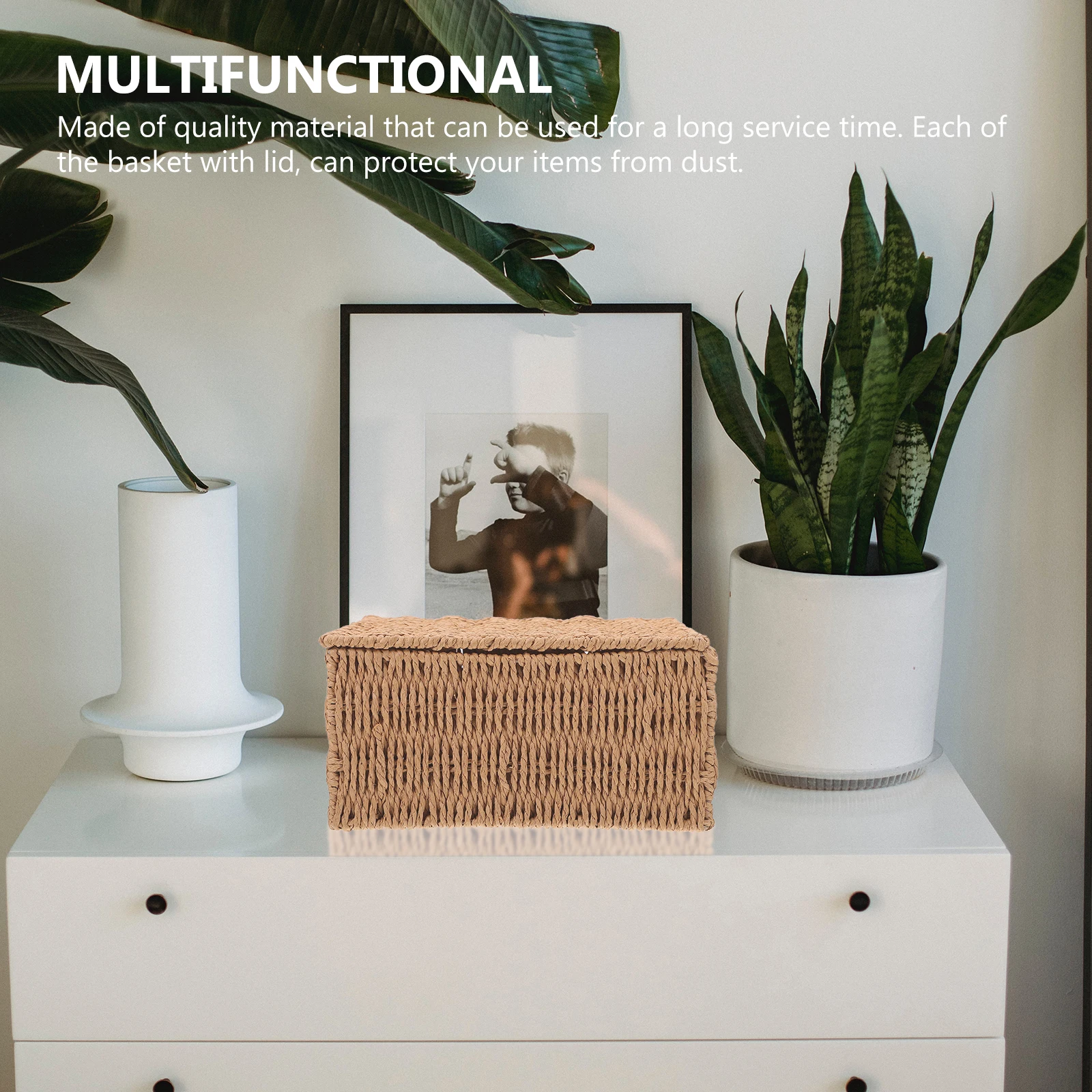 

1Pcs Clamshell Storage Basket Rustic Desktop Organizer Storage Box Household Snack Holder Multi-Purpose Basket