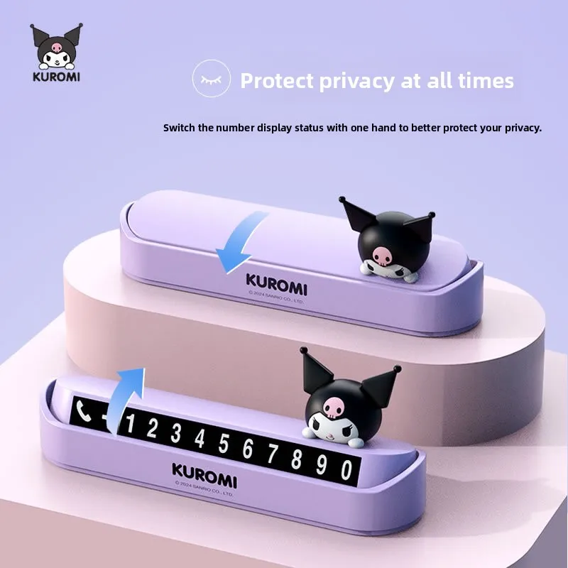 

Kuromi Car Phone Number Card Temporary Parking Card Plate Telephone Number Car Park Stop Automobile Accessories
