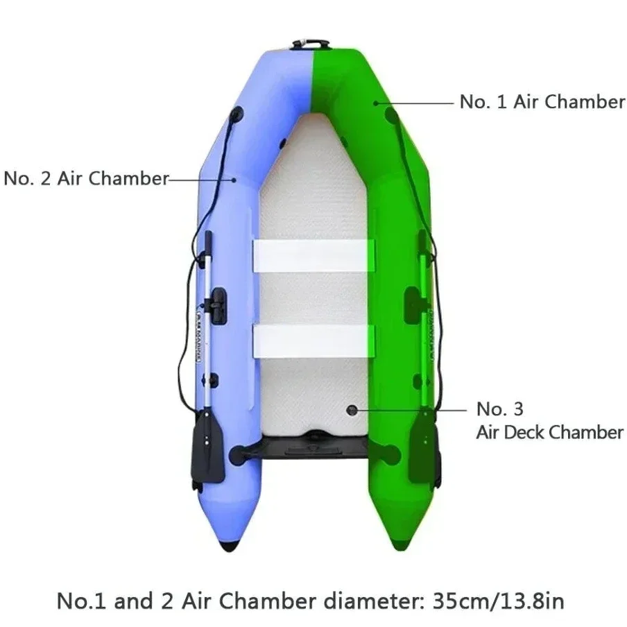Y 2.3~3.3m Inflatable Boat with Air Deck Set 0.9mm PVC Wear Resistance Slat Kayaking LUA Fishing Boat with 2+1 Air-chambers