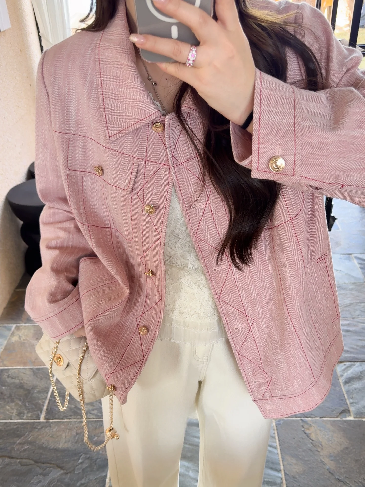 

Miss ng plus Size Women's Cotton Linen Blend irt Pink Texture Spring New Sle Button up Long Sve Office Commute Sle