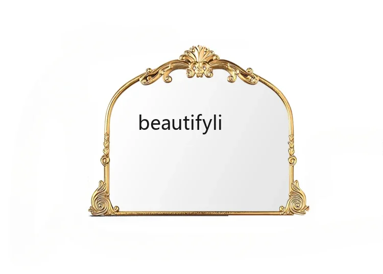 

French toilet vanity mirror carved light luxury desktop European vanity mirror medieval wall-mounted retro bathroom mirror