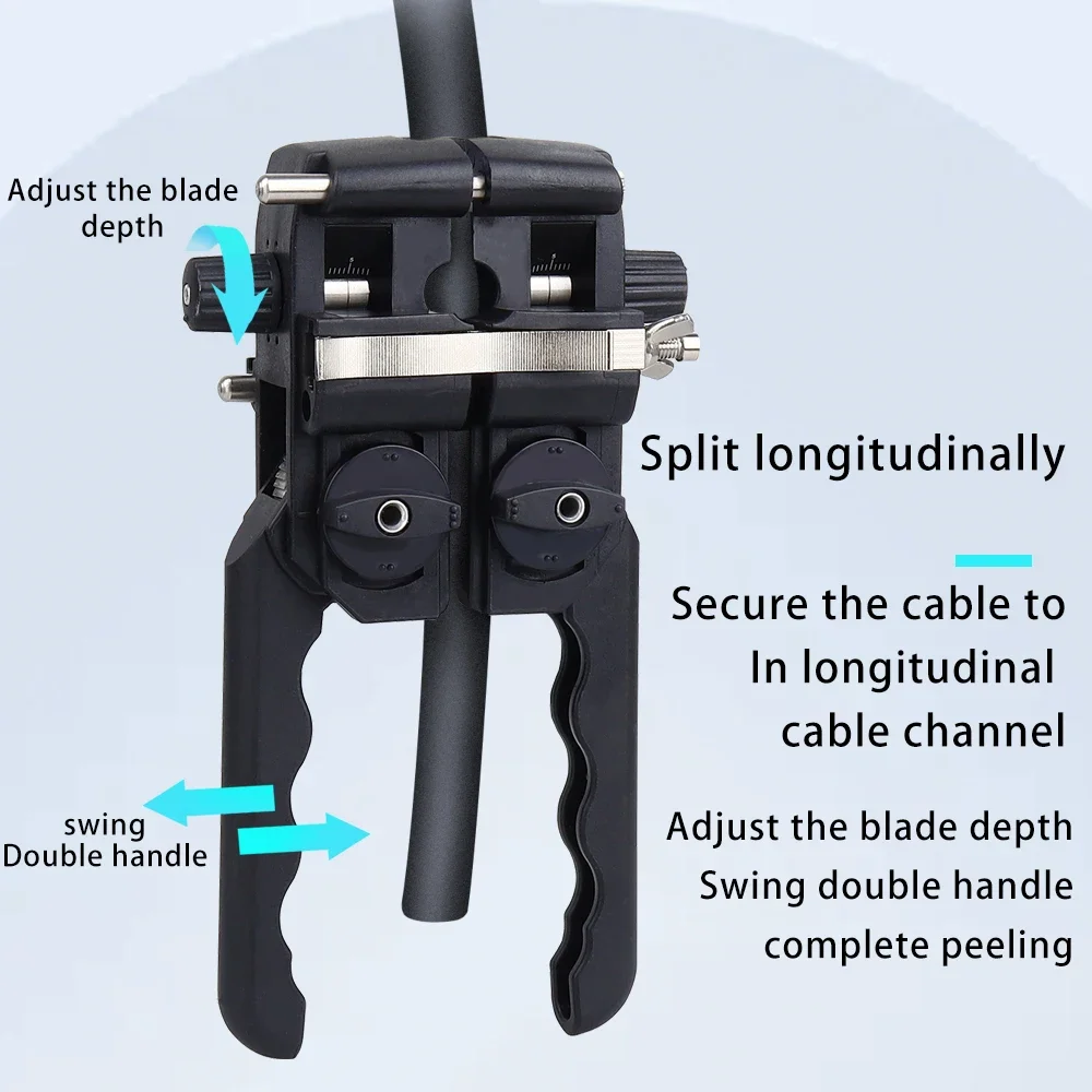 

A-F9 fiber optic cable transverse longitudinal cable cutter bidirectional stripper construction tools