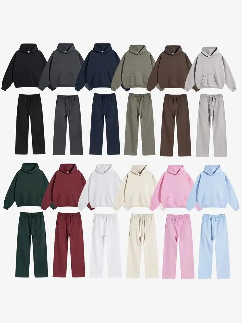 

Oversize Hoodie Sweatirt Set Street Sle Casual Loose Fit ex Pure Color Hooded Two-Piece Suit for Youth Autumn Wear