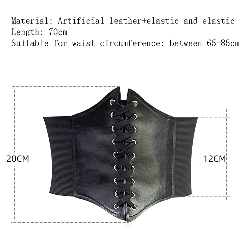 Punk Style Corset Wide Belts Pu Leather Slimming Body Shaping Girdle Belts For Women Elastic High Waist Belt Female Cummerbunds