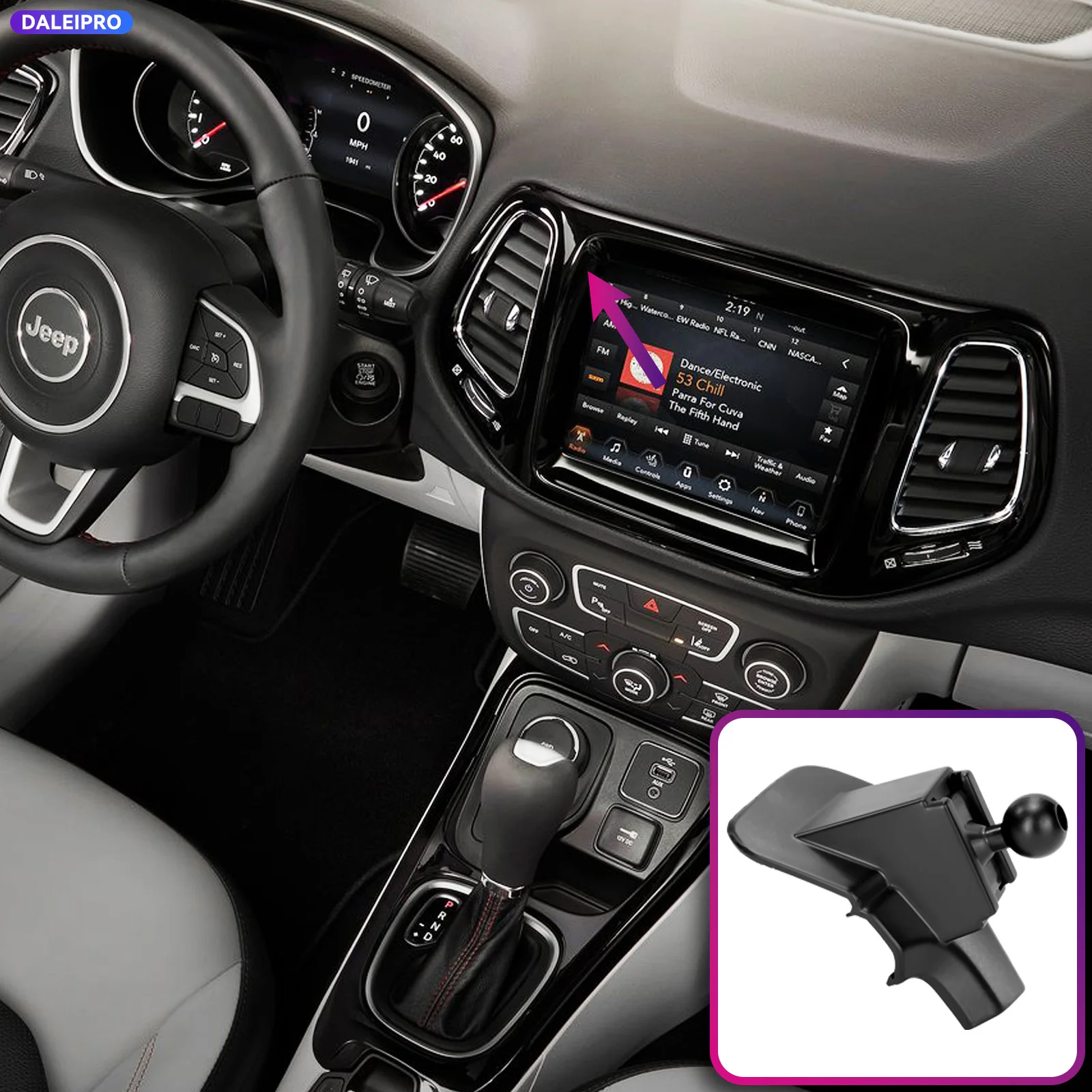 For Jeep Compass 2017-2019 2020 2021 Vehicle-Specific Phone Holder Base Smart Car Phone Mount 66W Charging Holder Accessories