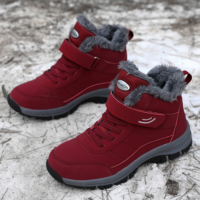 Winter Women Snow Boots Warm Plus Velvet Men Cotton Shoes Windproof Women\'s Boots Comfortable Casual Shoes Non-slip Hiking Boots