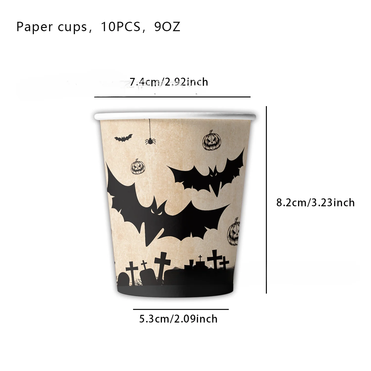 10pcs Skull Halloween Theme Event Party Paper Plate Paper Cup Table Cloth Flag Hanging Decoration Decoration Set