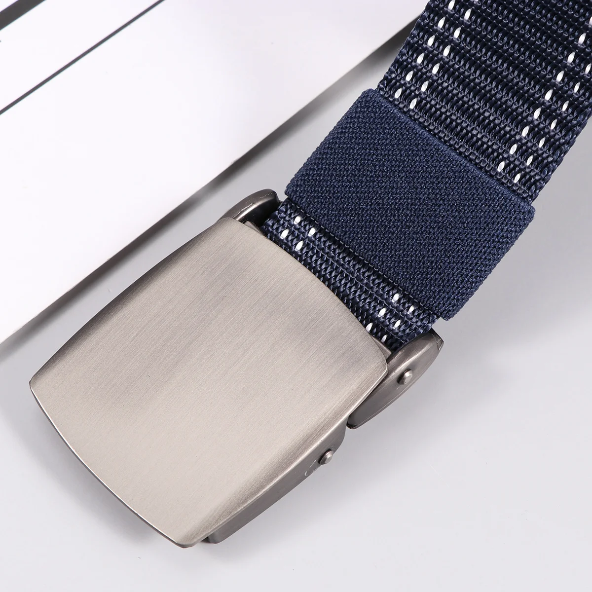 

1pc Canvas Belt Dark Blue Lightweight Adjustable Military Training Waist Belt For Men Outdoor Field Casual Wear Nylon Webbing