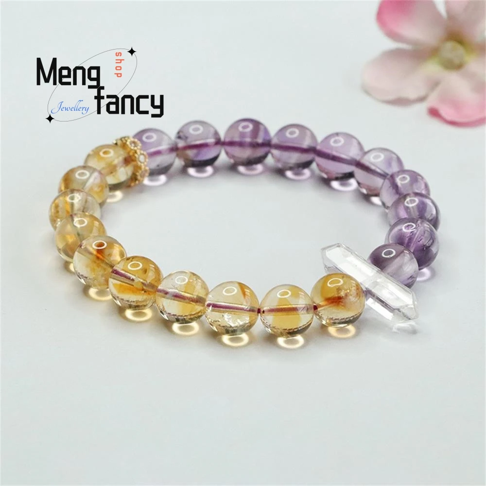 Amethyst alami Citrine bulat manik elegan gelang indah berwarna harta karun sederhana kelas tinggi Fashion perhiasan hadiah liburan