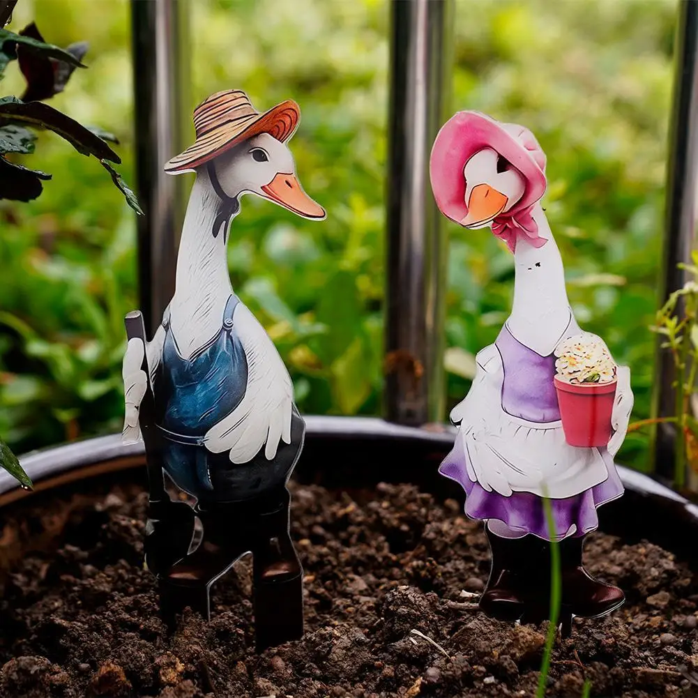 2D Duck Flat Acrylic Garden Pile Waterproof, Decorative, Garden Floor Plug Hummingbird Garden Stake Metal Bird Ornament