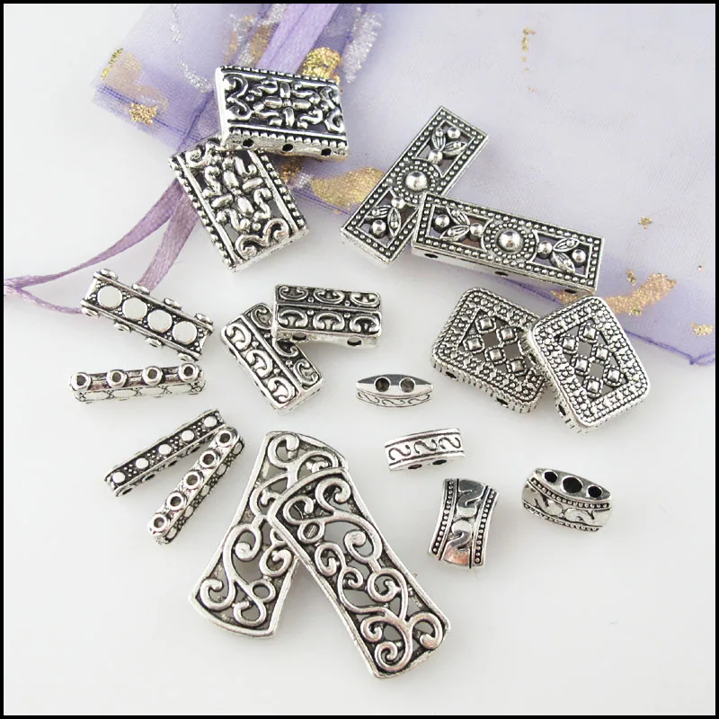 Fashion New Flower Heart Rectangle Tiny Charms Spacer Bar Beads Connectors Tibetan Silver Plated