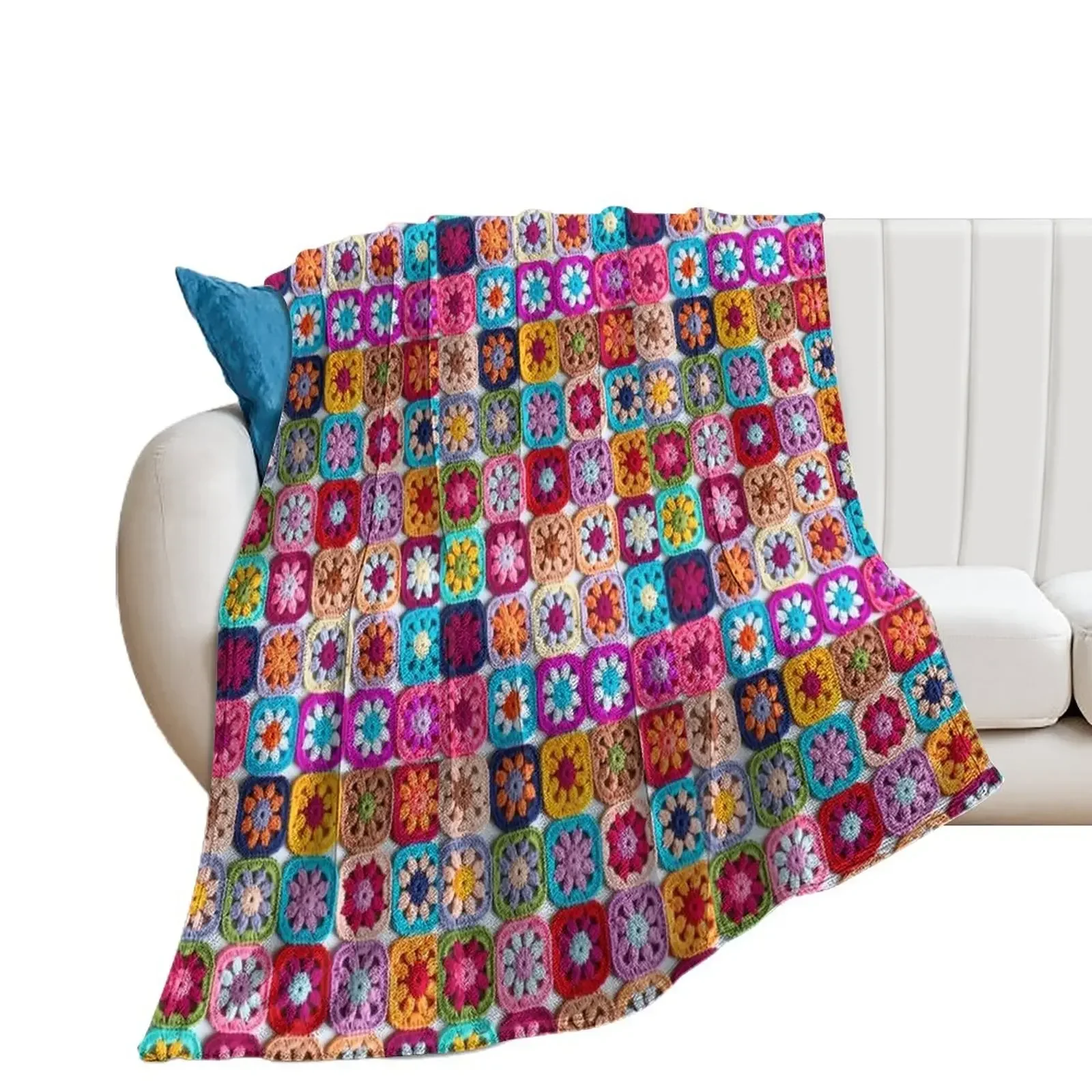 

knitted background granny square Throw Blanket Soft Beds Large Blankets