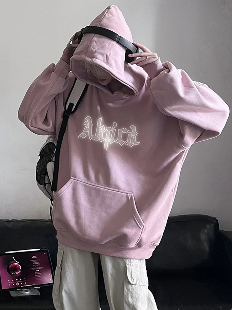 

Dopne Pink Hoodie Men's Trendy Brand Cleanfit Jaet Couple's High-End Feeling Spring Autumn Seasonal Comfortable Cotton P...