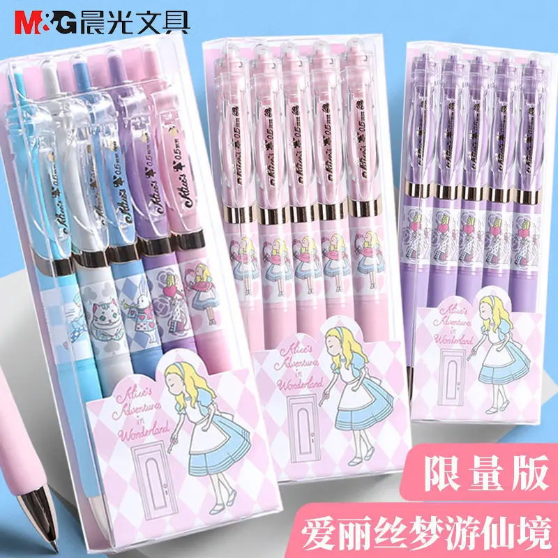 5PCS Disney Alice series Roaming in Wonderland limited edition gel pen students use press signature pen cute school supplies