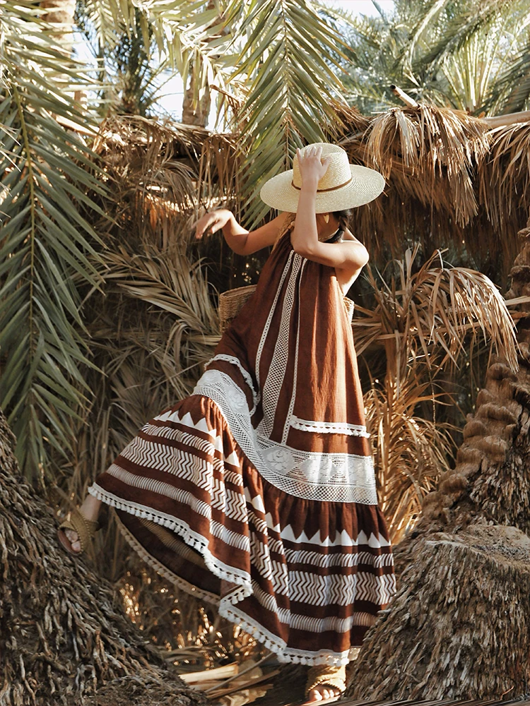 TIYIHAILEY vestidos de verano sin mangas para mujer vendaje sin espalda señoras borlas ropa de encaje nueva moda 2025 vestidos sexis de una línea