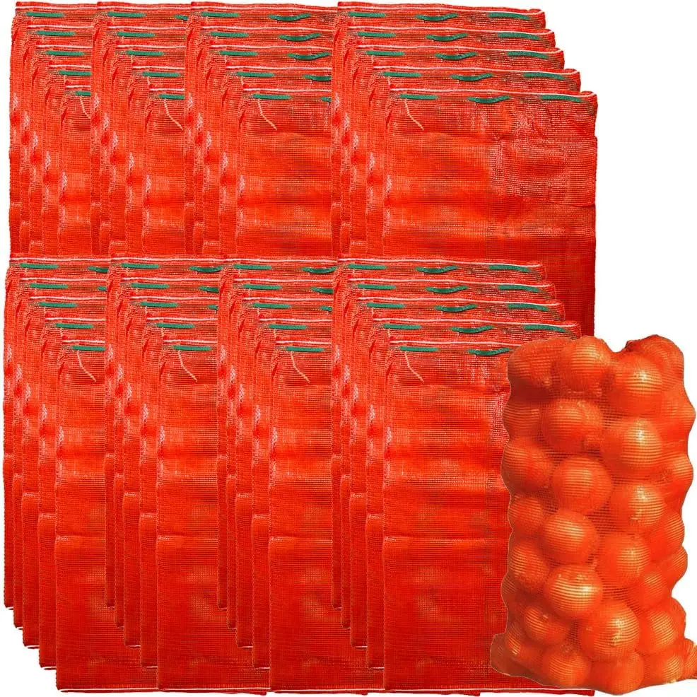 Atmungsaktive Aufbewahrungsbeutel für Zwiebel- und Kartoffel-Mesh-Erntenetze, wiederverwendbare, belüftete Gemüsebeutel für die Herstellung von Brennholz, Heimküche