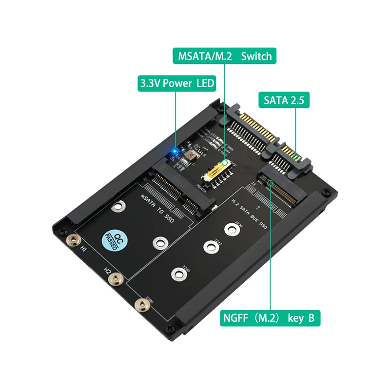 Custodia in metallo mSATA SSD B + M Key M.2 NGFF SSD a 2.5 \