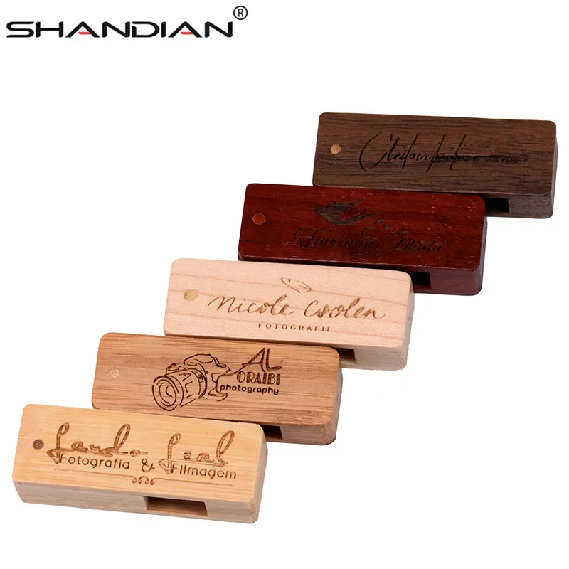 SHANDIAN USB 2.0ไม้มีด Pendrive 64GB 32GB 16GB 4GB Usb แฟลชไดรฟ์งานแต่งงานของขวัญ Memory Stick 1PCS ฟรีโลโก้