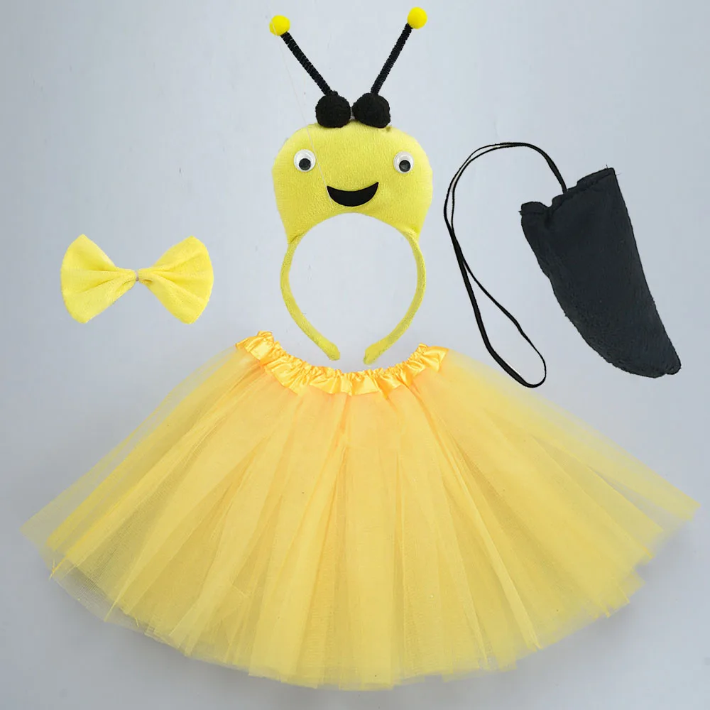 

Kids Women Children Animal Ladybird Yellow Bee Ant Headband Tutu Skirt Tie Tail Set Birthday Party Halloween Costume Cosplay