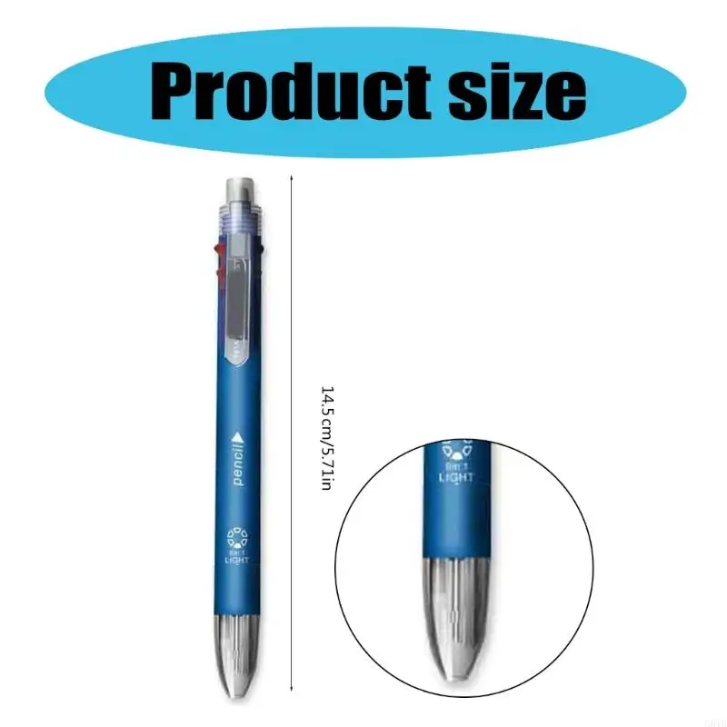 Multifunction Multifunction Multifuncted Penpoint Mechanical Pencil, 5-цветной в 1 выдвижной шар для школьного офиса