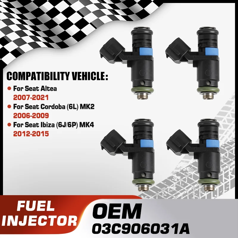 

Car Engine Fuel Injector Nozzle For Seat Altea 2007-2021 Seat Cordoba 6L MK2 2006-2009 Seat Ibiza 6J/6P MK4 2012-2015 03C906031A