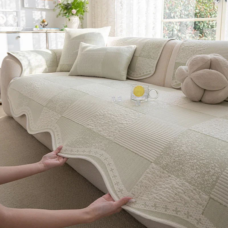 Summer Cool Sofa Cushion 2026 New Sofa Cover Non-slip Special-shaped Livingroom Pastoral Style One Piece Light Luxury High-end