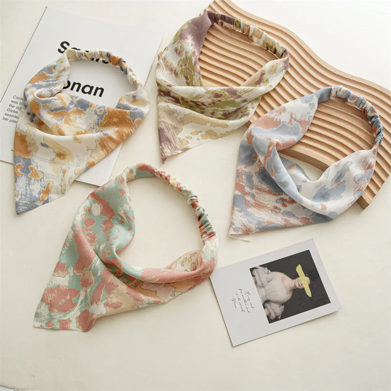 Spring and summer new pastoral flower headband floral headband women elastic band elastic triangle towel all-match head jewelry