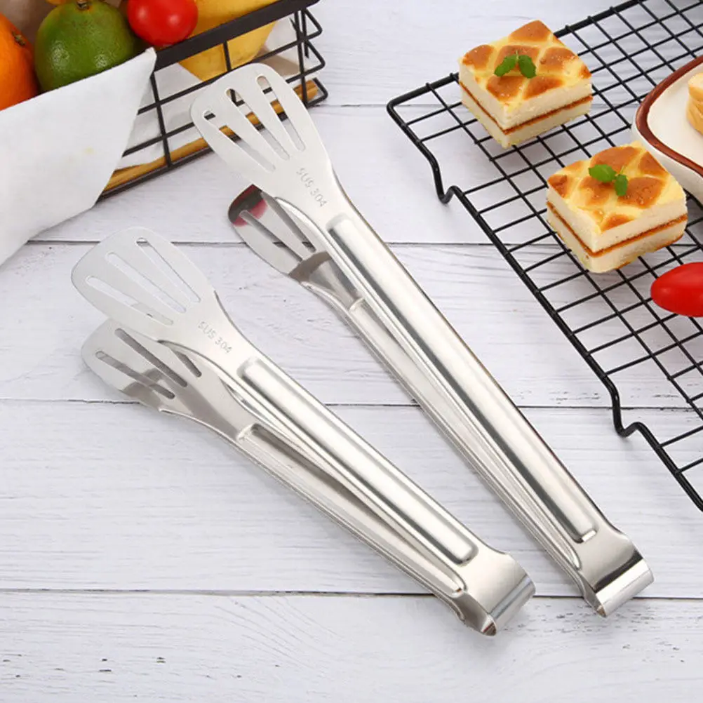 

2 шт. кухонных щипцов из нержавеющей стали для приготовления пищи, барбекю, салатов, работы с продуктами, многофункциональные зажимы для гриля, кухонные принадлежности для использования на открытом воздухе