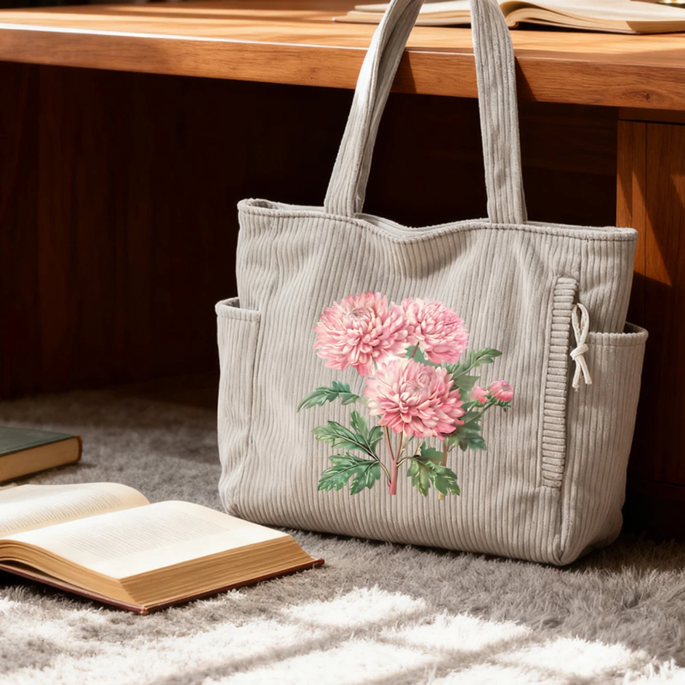 

Corduroy Floral Tote Bag, Large Capacity, Perfect for Mother's Day, Valentine's Day, Birthday Gift,Everyday Use,Travel & Commute