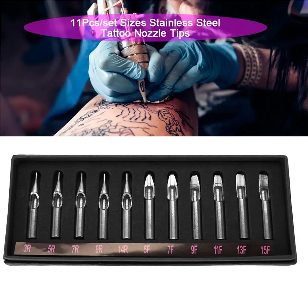 11 Pcs Tattoos Tips Skin Art Nozzle Makeup Supplies Upgraded Fittings