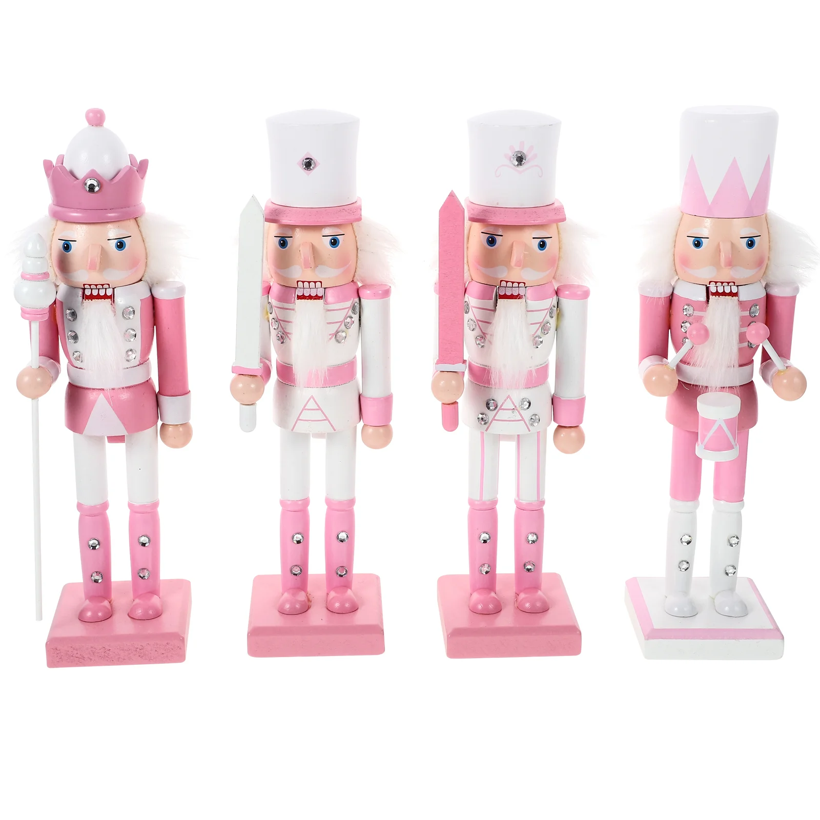 

4 Pcs Outdoor Decorations Christmas Nutcracker Holiday Nutcrackers Figures Tree Lights Desktop Teen Girl Gifts Xmas Wood Child