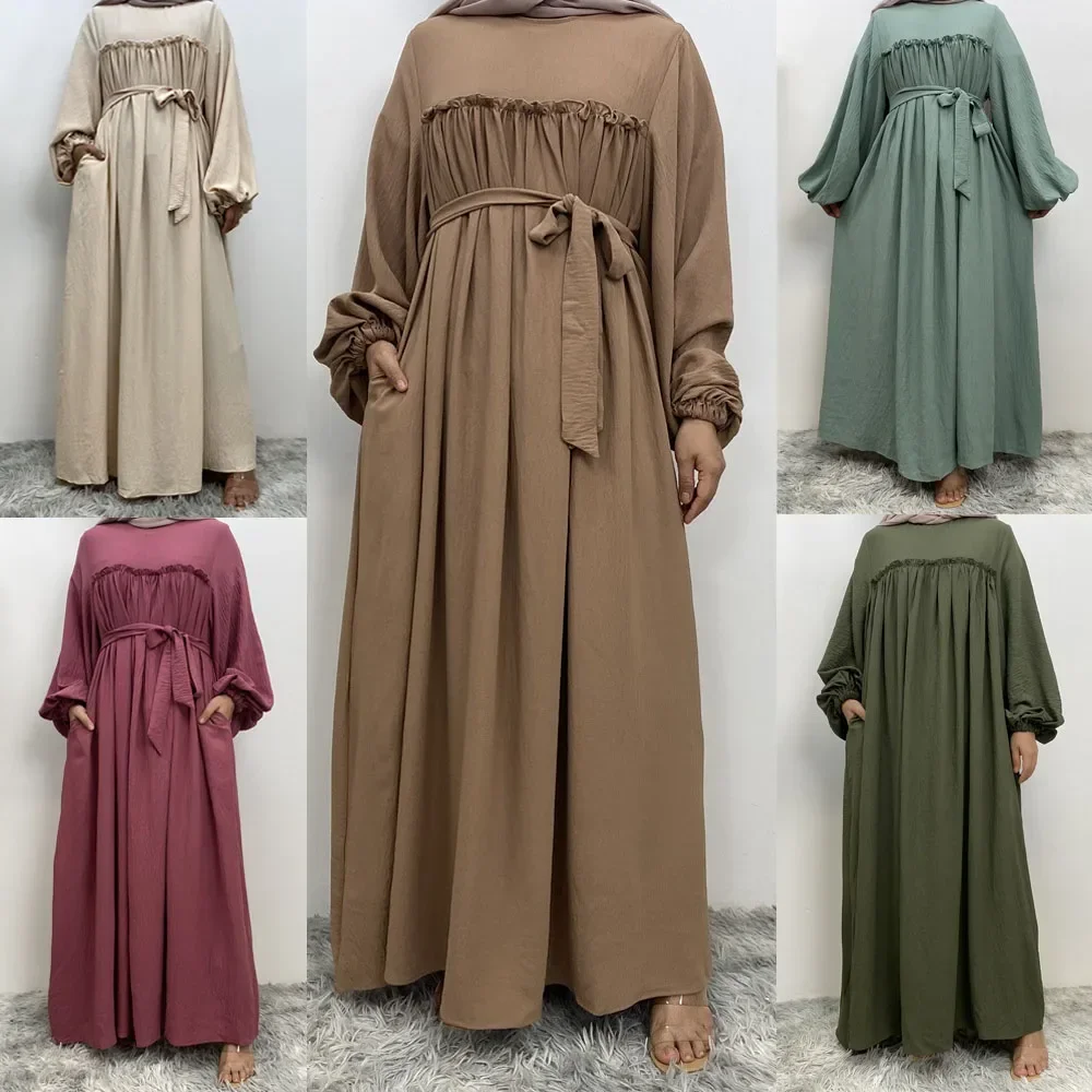 

Loose Abaya for Women Balloon Sleeve Casual Islamic Clothing Ramadan Dubai Turkey Muslim Modest Thobe Kaftan Hijab Long Dress