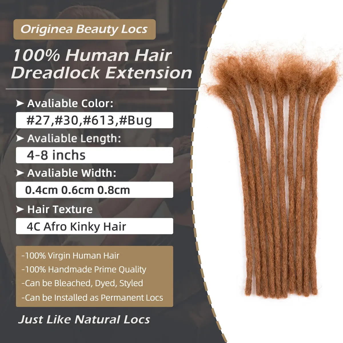 Vor gefärbte Dreadlocks-Erweiterungen 0,4 0,6 hand gefertigtes menschliches Haar permanente Dreads Locs-Erweiterungen 4-8 Zoll 27 #30 #0,8 # Bug #