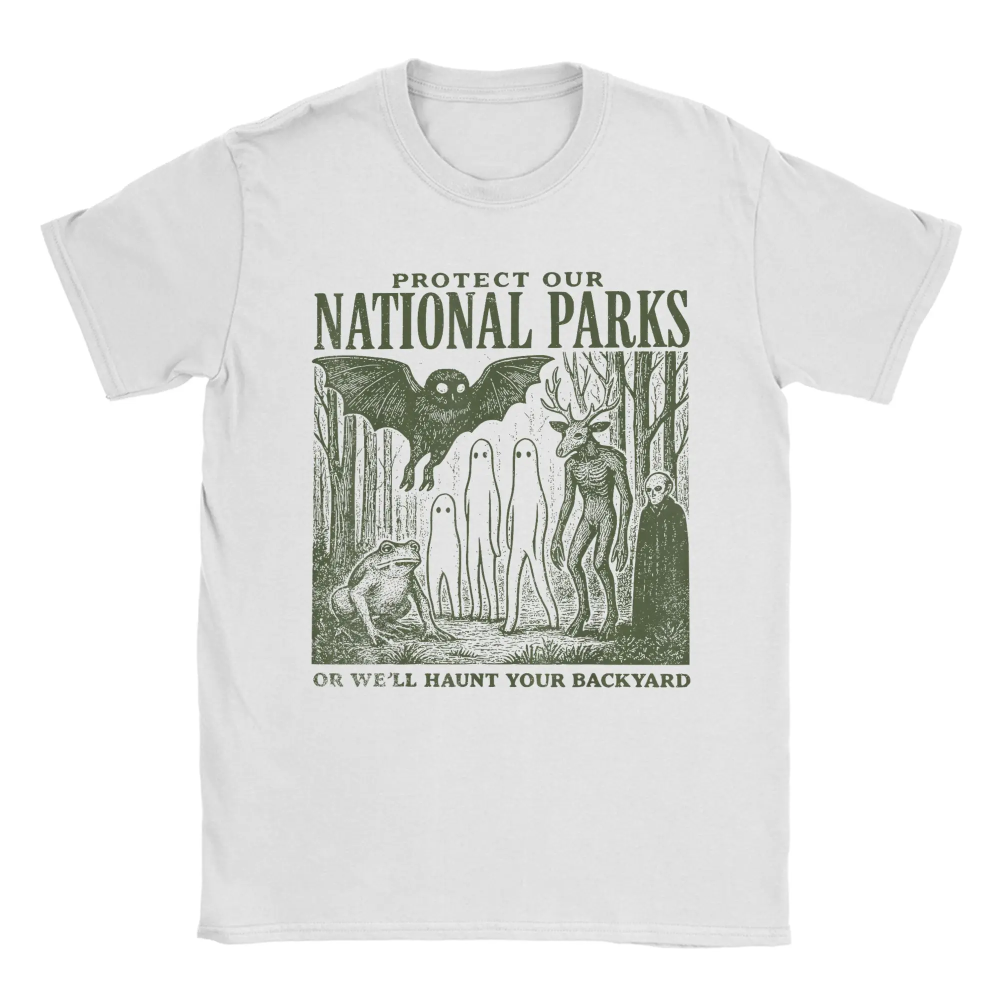Men Women Protect Our National Parks Mothman Cryptid Weirdcore Horror T Shirts  100% Cotton Tops O Neck Tees Classic T-Shirt