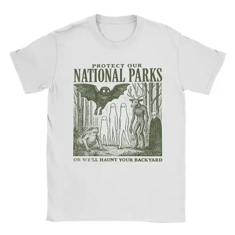Men Women Protect Our National Parks Mothman Cryptid Weirdcore Horror T Shirts  100% Cotton Tops O Neck Tees Classic T-Shirt