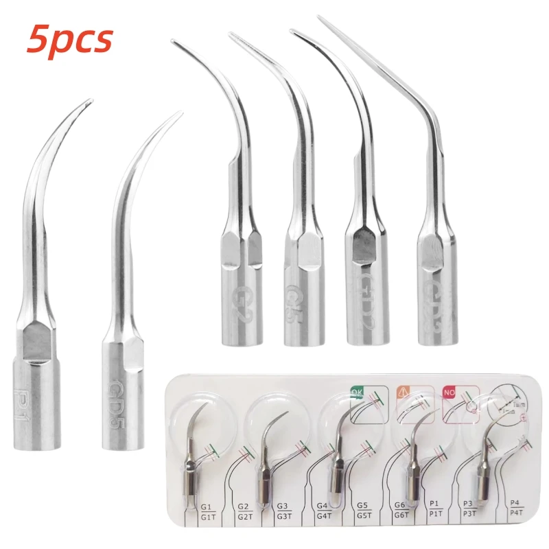 5PCS Dental Scaler Tips Fit EMS Woodpecker SALETEC Ultrasonic Scaler Handpiece Dentistry Scaling Tip For Teeth Whitening Tools